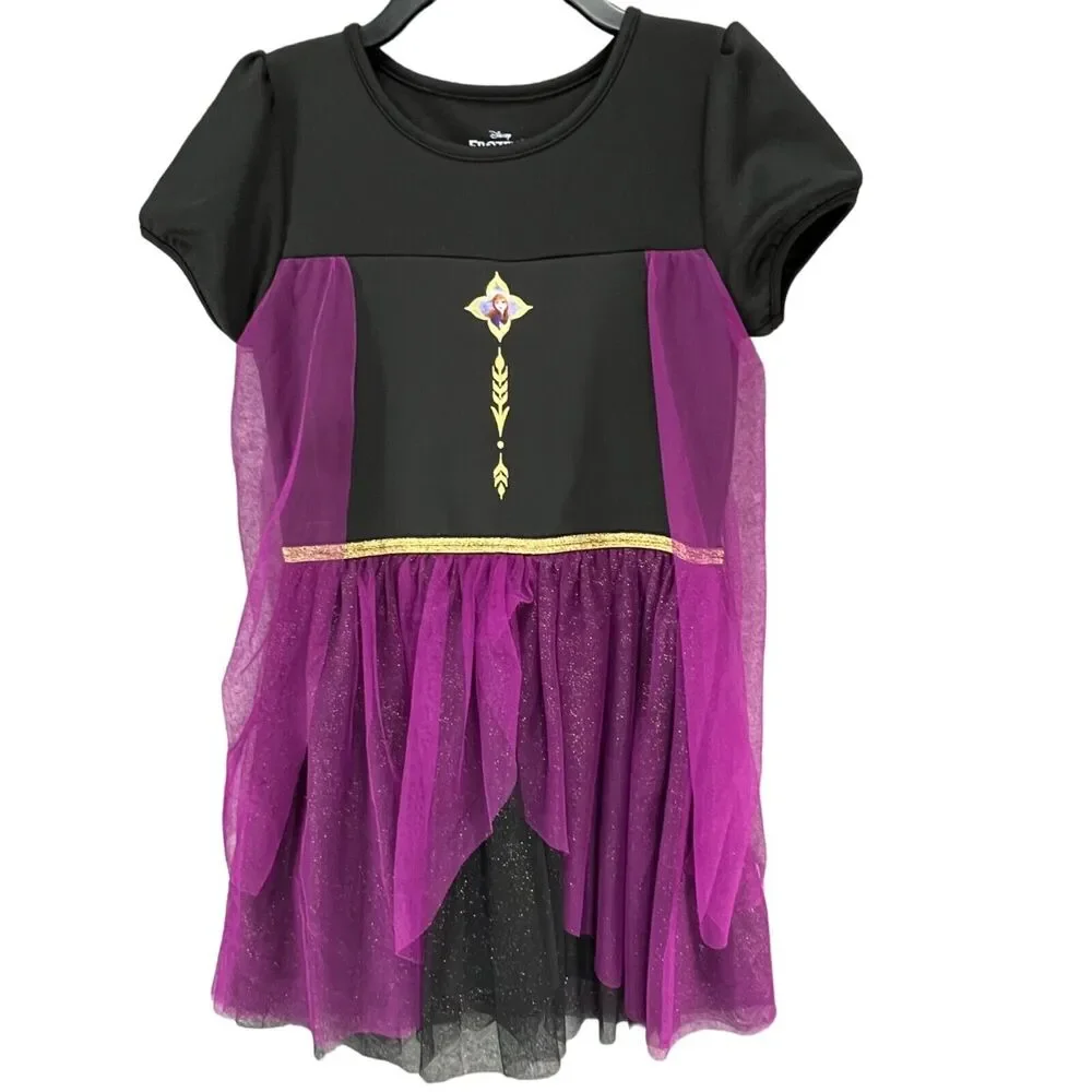 Disney Frozen II Anna Cape Dress Costume L 10-12 Black Purple Halloween Dress Up